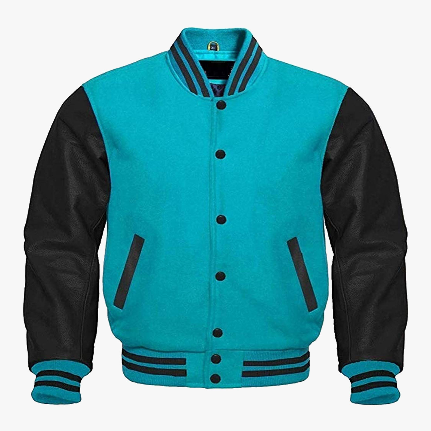 Custom Leather sleeve Varsity jackets in Blue and Black colour | Wholesale