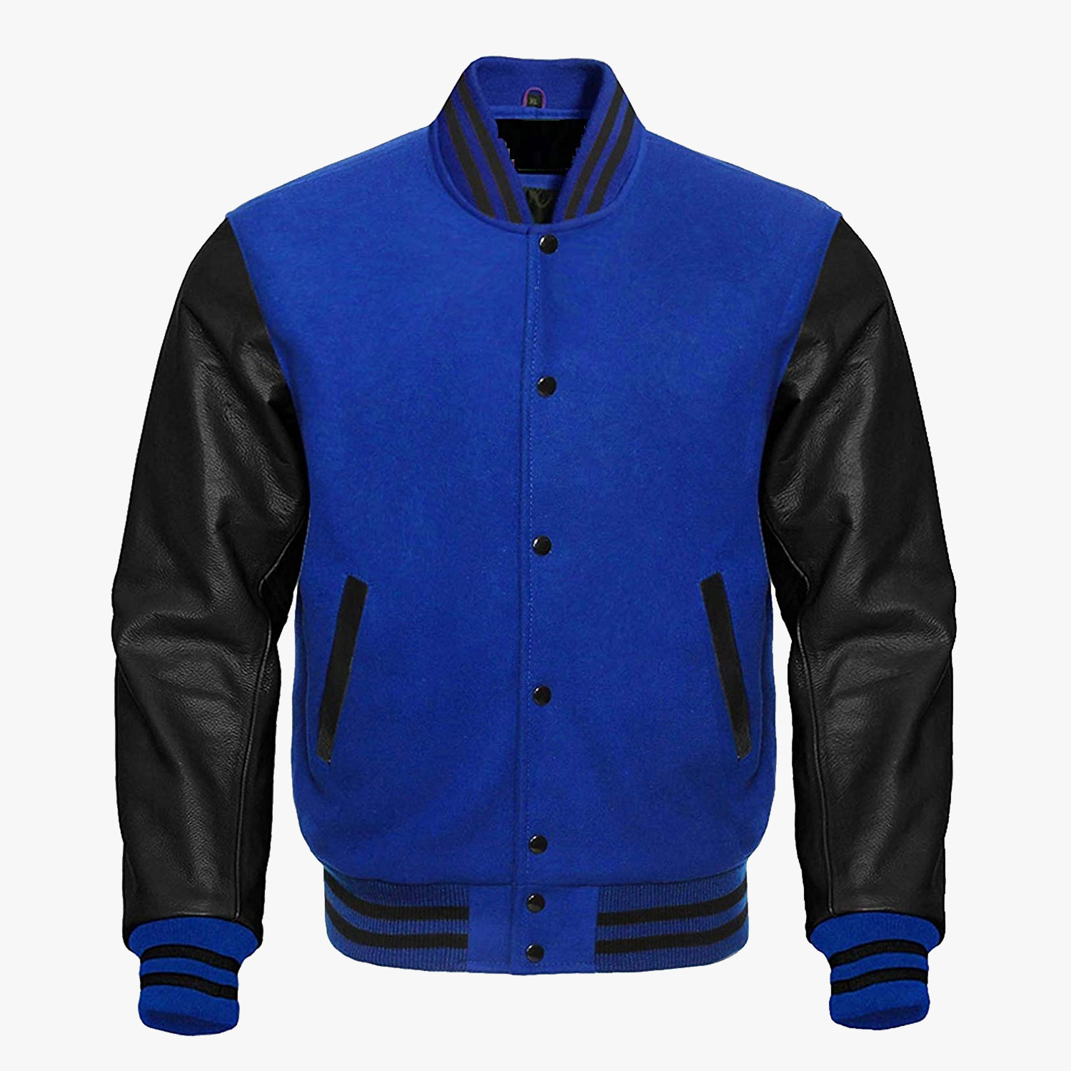 Black Leather Sleeve Blue Varsity Jackets | High School Letterman Jackets