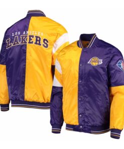 Quit Lines Starter Purple And Yellow Varsity Satin Jacket
