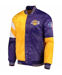 Alternative view of Quit Lines Starter Purple And Yellow Varsity Satin Jacket