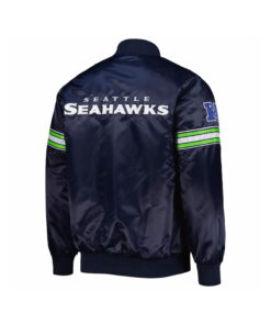 Blue Satin Varsity Jacket With Printed Sleeves 6