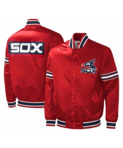 Red Satin Varsity Jacket With Extraordinary Front And Back Logo