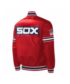 Red Satin Varsity Jacket With Extraordinary Front And Back Logo 6
