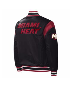 Black Satin Varsity Jacket with Burgundy Arm Touch 6