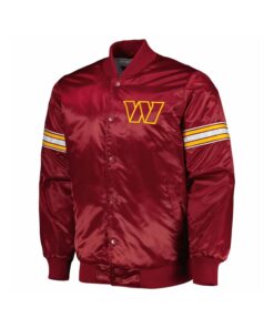 Alternative view of Custom Burgundy Satin Varsity Jacket With Front And Back Logo