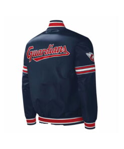 Alternative view of Blue Satin Varsity Jacket With Red Patch