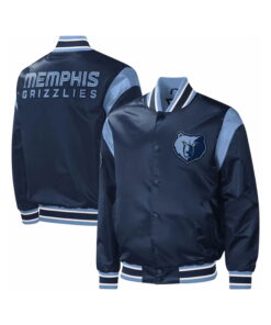 Memphis Grizzlies Force Play Navy Varsity Satin Jacket