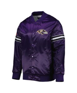 Custom Wholesale Purple Satin Varsity Jacket 6