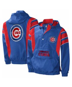 Blue Satin Varsity Jacket With Red Shoulder Touch