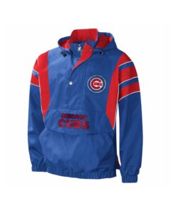 Alternative view of Blue Satin Varsity Jacket With Red Shoulder Touch