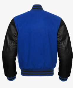 Alternative view of Leather sleeve Varsity jackets in Royal Blue and Black colour