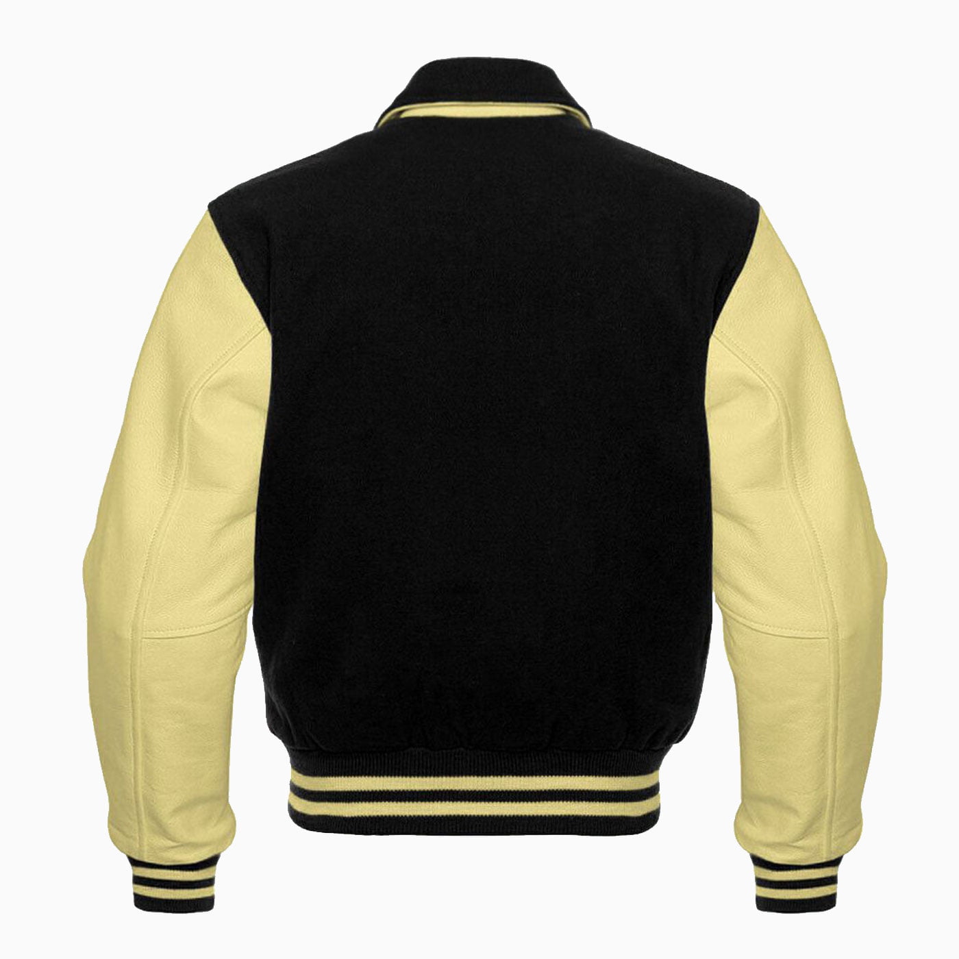 Custom BLACK AND CREAM RETRO LETTERMAN JACKET Wholesale