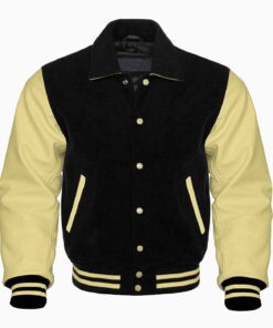 Black and Cream Retro Letterman Jacket