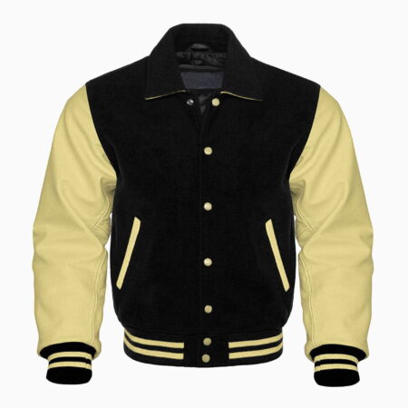 Black and Cream Retro Letterman Jacket