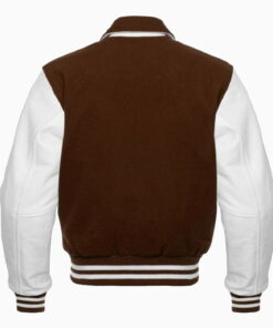Alternative view of BROWN AND WHITE RETRO VARSITY JACKET