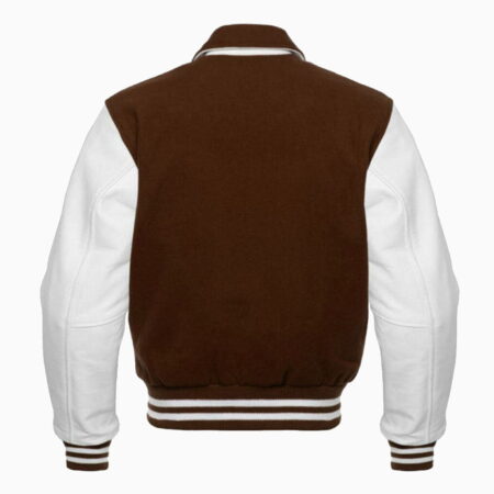 Alternative view of BROWN AND WHITE RETRO VARSITY JACKET