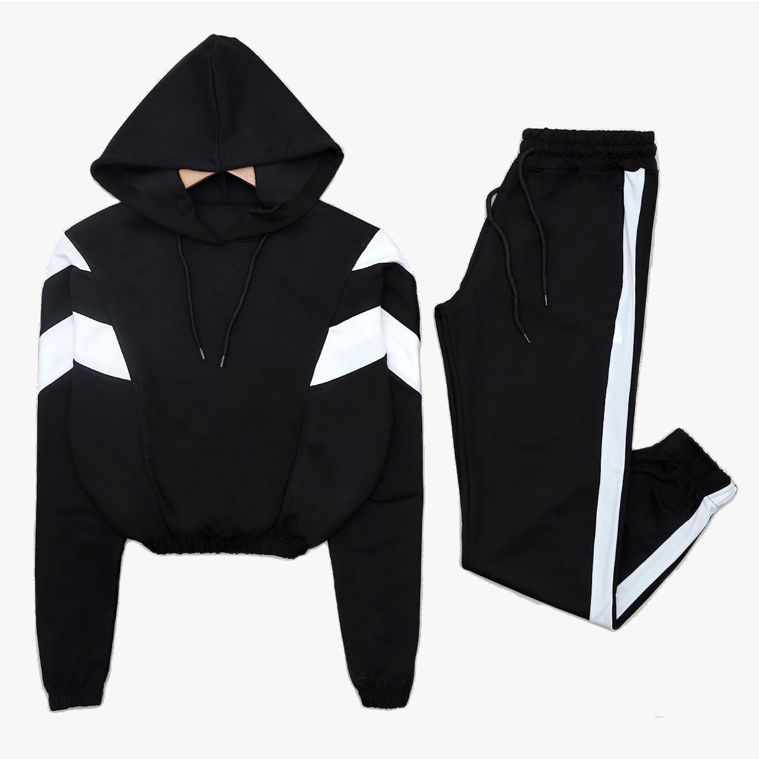 Custom Black Striped Sweatsuit Set 938 | Wholesale