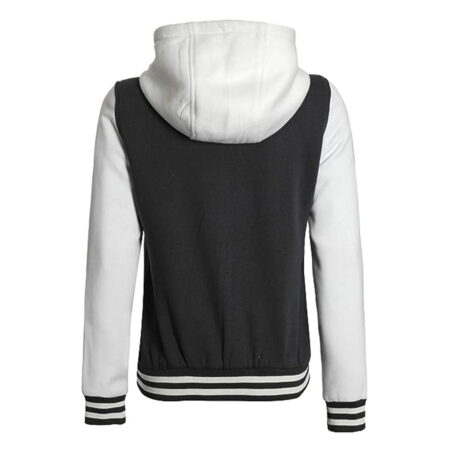 Black and White Hooded Varsity Jacket - Baseball Style 6