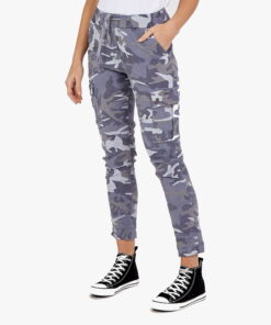Blue Camouflage Army Print Joggers Stretch Magic Trousers