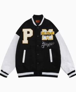 Embroidered Chenille Patches Wool Body Leather Sleeves Letterman Baseball College light blue Varsity Jacket