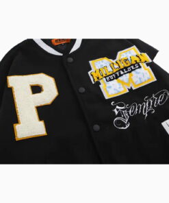 Embroidered Chenille Patches Wool Body Leather Sleeves Letterman Baseball College light blue Varsity Jacket 6 Embroidered Chenille Patches Wool Body Leather Sleeves Letterman Baseball College light blue Varsity Jacket - Image 3