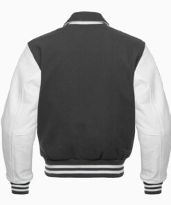 Alternative view of GREY AND WHITE RETRO VARSITY JACKET