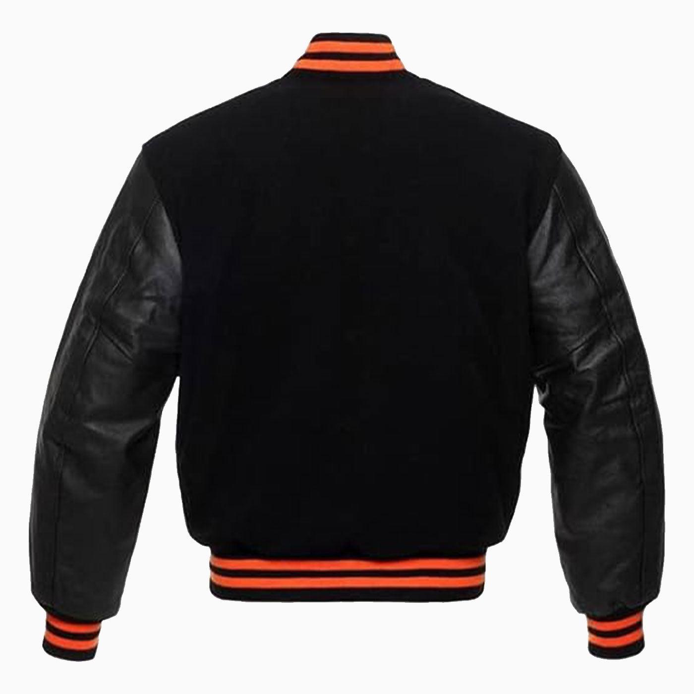 Wool Black Body & Black Leather Sleeves Varsity Jacket 2 Wool Black Body & Black Leather Sleeves Varsity Jacket - Image 2