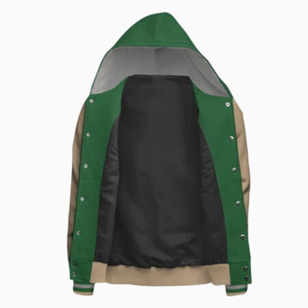 Alternative view of Hooded Cotton Fleece Varsity Jacket With Black Satin Lining