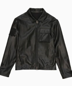 LEATHER AVIATOR SHIRT JACKET BLACK