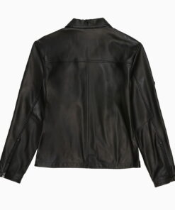 Alternative view of LEATHER AVIATOR SHIRT JACKET BLACK