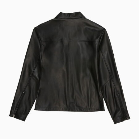 Alternative view of LEATHER AVIATOR SHIRT JACKET BLACK