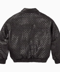 LEATHER VARSITY JACKET BLACK 4 LEATHER VARSITY JACKET BLACK 3