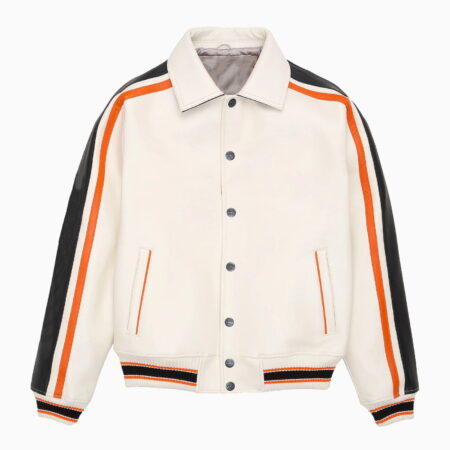 LEATHER VARSITY JACKET WHITE