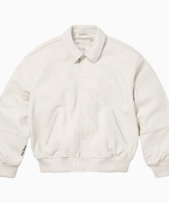 LEATHER VARSITY JACKET White