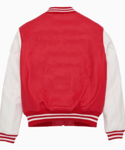 Alternative view of LEATHER VARSITY JACKET RED JACKET AND WHITE SLEEVES
