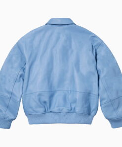 LEATHER VARSITY JACKET SKY 7 LEATHER VARSITY JACKET SKY 6
