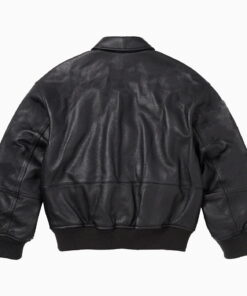 LEATHER VARSITY JACKET BLACK 5 LEATHER VARSITY JACKET BLACK 4