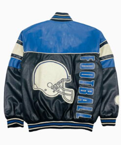 Alternative view of LEATHER VARSITY JACKET WITH EMBROIDERED PATCHES