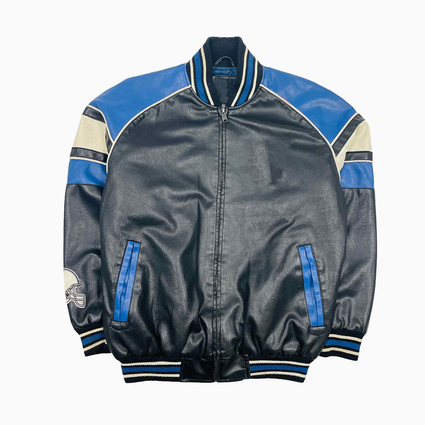 Custom LEATHER VARSITY JACKET WITH EMBROIDERED PATCHES