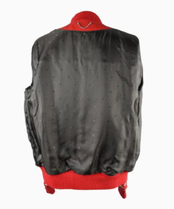 Leather Bomber Varsity Jacket Red 18