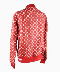Alternative view of Leather Bomber Varsity Jacket Red