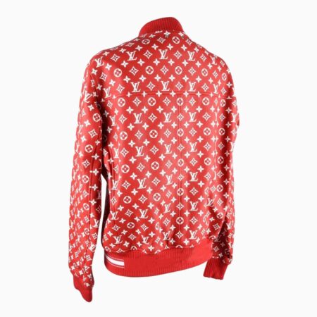 Alternative view of Leather Bomber Varsity Jacket Red