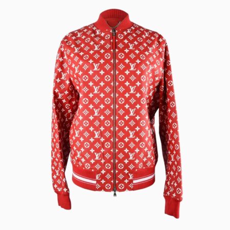 Leather Bomber Varsity Jacket Red