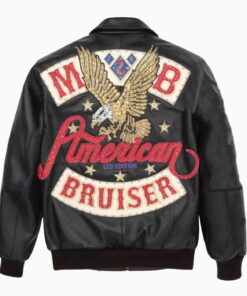 Alternative view of Leather Varsity Jacket Black