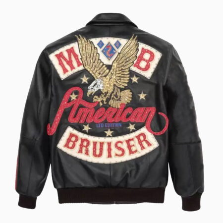 Alternative view of Leather Varsity Jacket Black