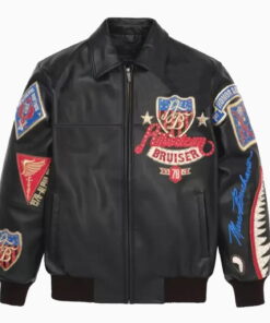 Leather Varsity Jacket Black