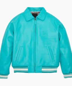 Leather bomber jacket Sky Color