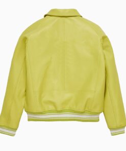 Alternative view of Leather Bomber Jacket Color LIMEAIDE