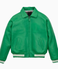Leather Bomber Jacket Sea Green