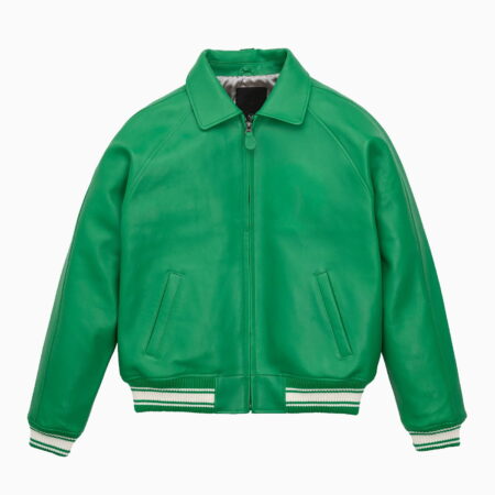 Leather Bomber Jacket Sea Green